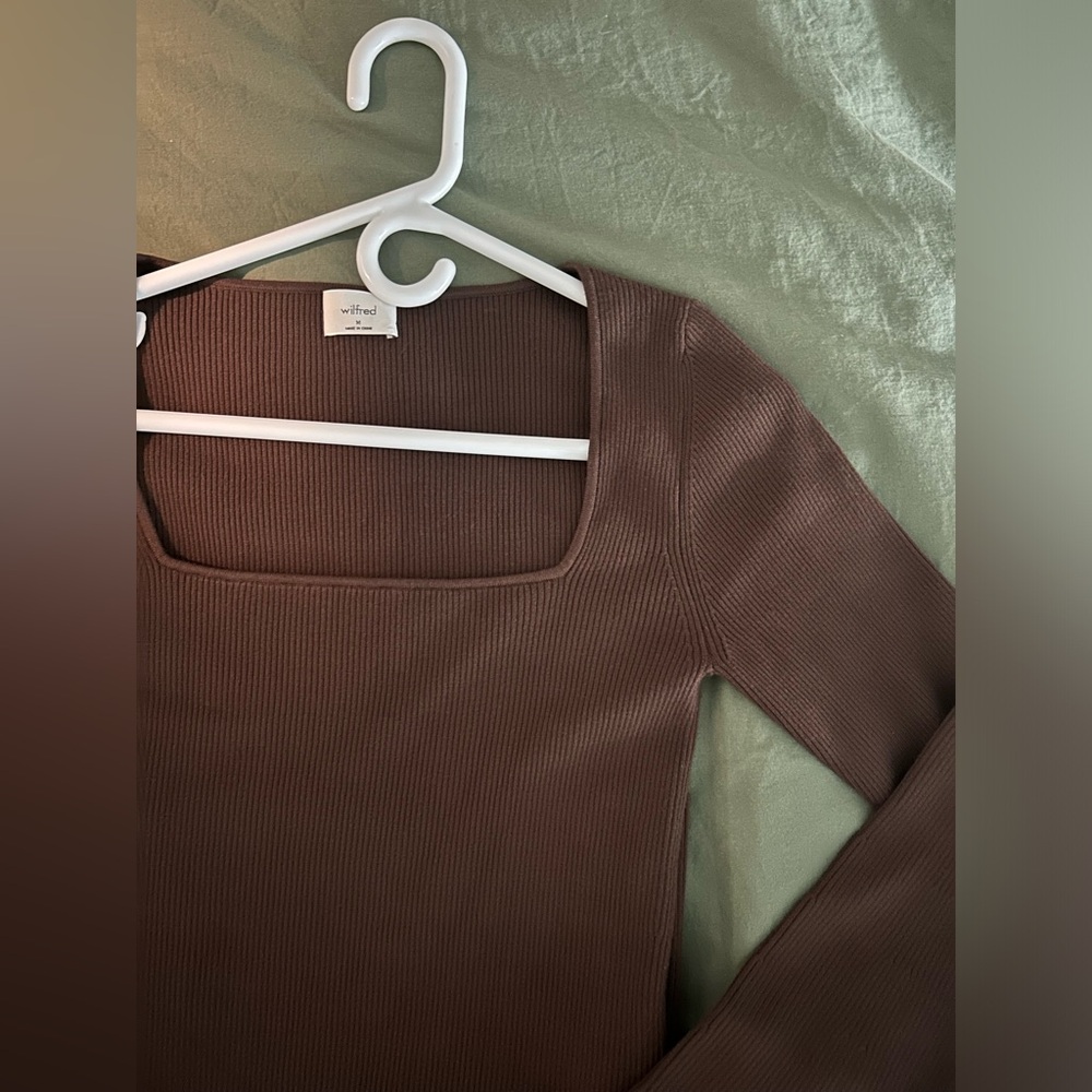 Wilfred Rib Long Sleeve Brown Dress